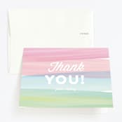 "Watercolor Wishes" - Children's Birthday Party Thank You Cards in Bubblegum by Red Impressionz - Front
