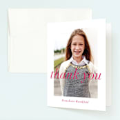 "Age Appropriate" - Children's Birthday Party Thank You Cards in Mulberry by Kimberly FitzSimons - Front