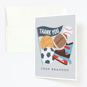 "All Star" - Children's Birthday Party Thank You Cards in Glacier by peetie design - Front