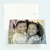 "Rainbow Photo" - Children's Birthday Party Thank You Cards in Sherbet by Jessie Steury - Front