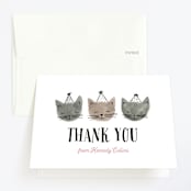 "Three Little Kittens" - Children's Birthday Party Thank You Cards in Blush by Olivia Raufman - Front