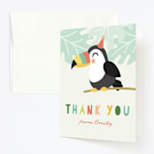 "Toucan" - Children's Birthday Party Thank You Cards in Sorbet by Jen Banks - Front