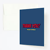 "Up Up And Away - Superman" - Children's Birthday Party Thank You Cards in Navy by Kate Hofstad - Front