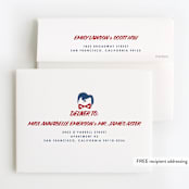 "Up Up And Away - Superman" - Children's Birthday Party Thank You Cards in Navy by Kate Hofstad - FREE Recipient Addressing