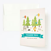 "Wild Woodland" - Children's Birthday Party Thank You Cards in Turquoise by Michelle Taylor - Front