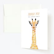 "Baby Animal Giraffe" - Children's Birthday Party Thank You Cards in Marigold by Cass Loh - Front