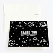 "Cosmic Doodles" - Children's Birthday Party Thank You Cards in Ivory by Lehan Veenker - Front