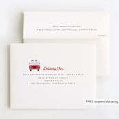 "Engine Number Five" - Children's Birthday Party Thank You Cards in Cherry by Anna Elder - FREE Recipient Addressing