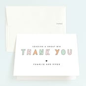 "Party Together" - Children's Birthday Party Thank You Cards in Mist by Jennifer Postorino - Front