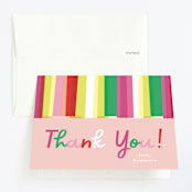 "One" - Children's Birthday Party Thank You Cards in Peony by Phrosné Barwood - Front