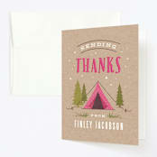 "Let's go glamping" - Children's Birthday Party Thank You Cards in Fushcia by Karidy Walker - Front
