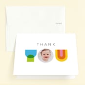 "One" - Children's Birthday Party Thank You Cards in Sunshine by Lori Wemple - Front