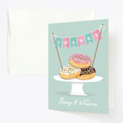 "Everyone Loves Donuts" - Children's Birthday Party Thank You Cards in Neptune by Kerry Doyle - Front
