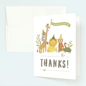 "Animals on parade" - Children's Birthday Party Thank You Cards in Pear by Jennifer Wick - Front