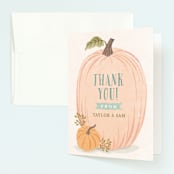 "Autumn Pumpkin" - Children's Birthday Party Thank You Cards in Leaf by Karidy Walker - Front