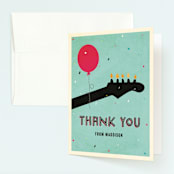 "Rock on" - Children's Birthday Party Thank You Cards in Robin's Egg by Rebecca Bowen - Front