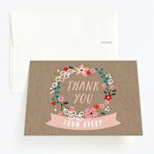 "Garden Wreath" - Children's Birthday Party Thank You Cards in Petal by Alethea and Ruth - Front