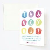 "Party Dots" - Children's Birthday Party Thank You Cards in Rainbow by Olivia Raufman - Front