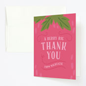 "Berry Sweet" - Children's Birthday Party Thank You Cards in Strawberry by Laura Hankins - Front