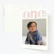 "BIG ONE" - Children's Birthday Party Thank You Cards in Candy by Ana de Sousa - Front