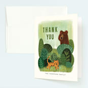 "Bear and Tiger" - Children's Birthday Party Thank You Cards in Forest by iamtanya - Front