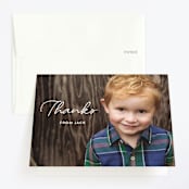 "Birthday Script" - Children's Birthday Party Thank You Cards in Snow by Kasia Labocki - Front