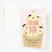 "Scream For Ice Cream" - Children's Birthday Party Thank You Cards in Peanut Buttter by Christina Novak - Front