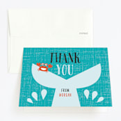 "Shark Attack Pool Party" - Children's Birthday Party Thank You Cards in Pool by iamtanya - Front