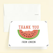 "Simple Picnic" - Children's Birthday Party Thank You Cards in Watermelon by Erica Krystek - Front