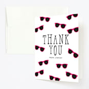 "Birthday Girl Shades" - Children's Birthday Party Thank You Cards in Fuchsia by Baumbirdy - Front