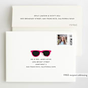 "Birthday Girl Shades" - Children's Birthday Party Thank You Cards in Fuchsia by Baumbirdy - FREE Recipient Addressing