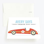 "READY SET GO" - Children's Birthday Party Thank You Cards in Brick by Anupama - Front