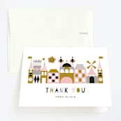 "Our World" - Children's Birthday Party Thank You Cards in Blush by Petra Kern - Front