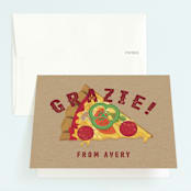 "Pizza Pie Party" - Children's Birthday Party Thank You Cards in Tomato by Paper Sun Studio - Front