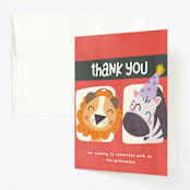 "Come Aboard" - Children's Birthday Party Thank You Cards in Rust by Vera Lim - Front