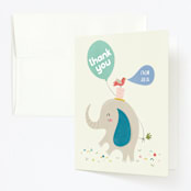 "Happy Elephant" - Children's Birthday Party Thank You Cards in Pebble by Vera Lim - Front