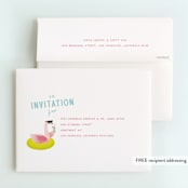 "Flamingo" - Children's Birthday Party Thank You Cards in Lime by Lori Wemple - FREE Recipient Addressing