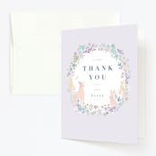 "Woodland" - Children's Birthday Party Thank You Cards in Dusk by Lori Wemple - Front