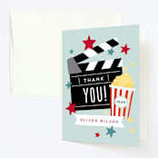 "Blockbuster Birthday" - Children's Birthday Party Thank You Cards in Sky by Everett Paper Goods - Front