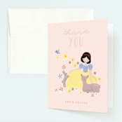 "Disney's Snow White & Forest Friends" - Children's Birthday Party Thank You Cards in Peach by Angela Thompson - Front