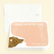 "Little Bear" - Children's Birthday Party Thank You Cards in Peach by Just Eleanor - Front