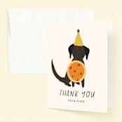 "Puppy Pizza Party" - Children's Birthday Party Thank You Cards in Cobblestone by Stephanie Given - Front