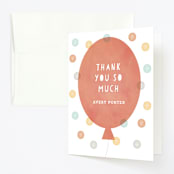 "Big Balloons" - Children's Birthday Party Thank You Cards in Brick by Michelle Taylor - Front