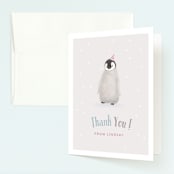 "Coolest Penguin" - Children's Birthday Party Thank You Cards in Orchid by Elska Studio - Front