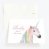 "rainbow unicorn" - Children's Birthday Party Thank You Cards in Peony by Cass Loh - Front