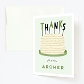 "Let's Fiesta" - Children's Birthday Party Thank You Cards in Sage by Jen Banks - Front