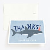 "Shark Tank" - Children's Birthday Party Thank You Cards in Sky by Karidy Walker - Front