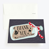 "Message In A Bottle" - Children's Birthday Party Thank You Cards in Cherry Red by JeAnna Casper - Front