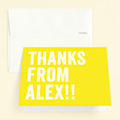 "Head Bang" - Children's Birthday Party Thank You Cards in Lemon by Carrie ONeal - Front