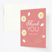 "Daisy Smiles" - Children's Birthday Party Thank You Cards in Petal by Baumbirdy - Front